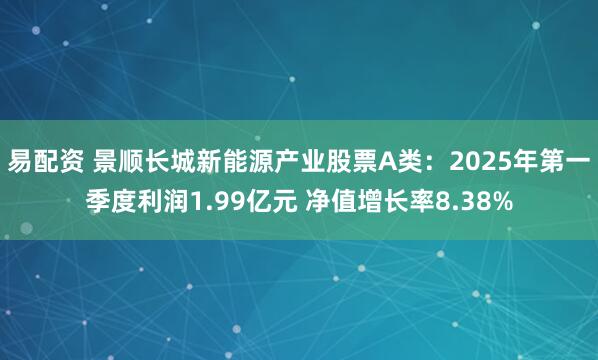 易配资 景顺长城新能源产业股票A类：2025年第一季度利润1.99亿元 净值增长率8.38%