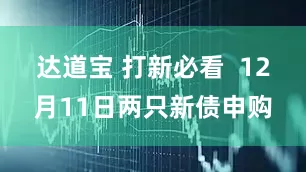 达道宝 打新必看  12月11日两只新债申购